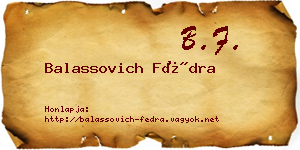 Balassovich Fédra névjegykártya